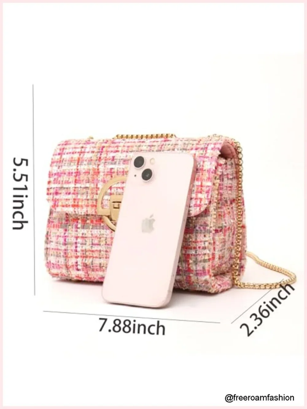 Tweed Small Shoulder Bag Handbag Purse Quilted Crossbody Evening Clutch